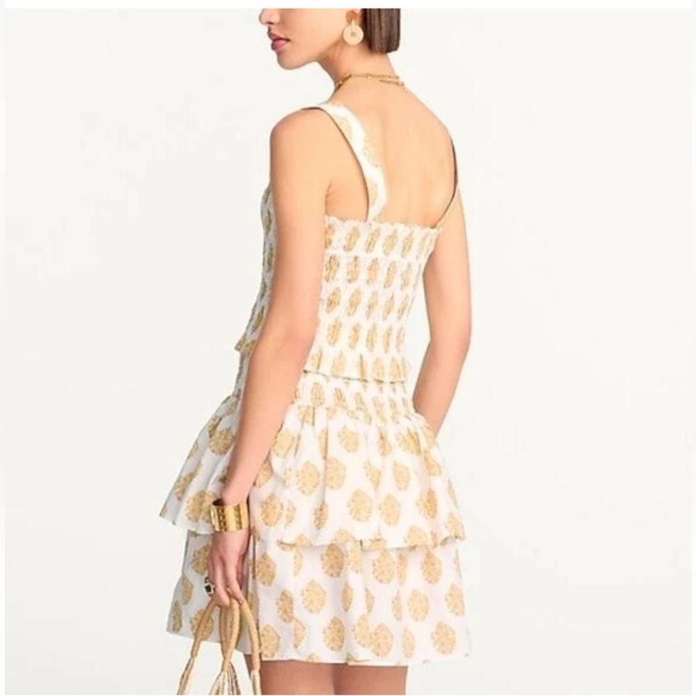 J. CREW Tonya Smocked Tier Mini Skirt Set-Floral Block Print-Sz XL. NWOT